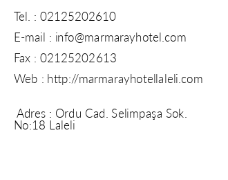 Blue Marmaray Hotel iletiim bilgileri